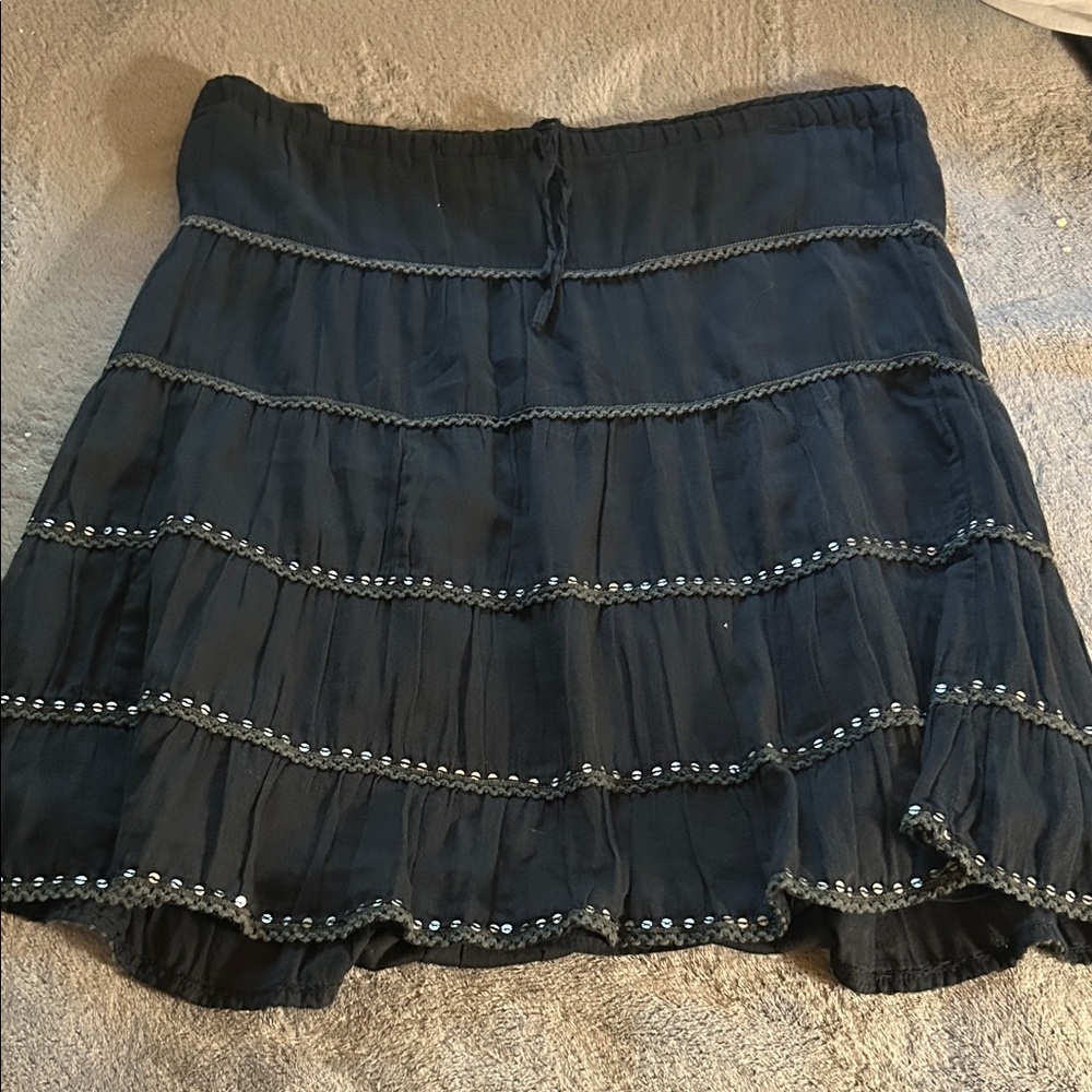 Fashion Bug Womens Maxi Flowy Black Tiered Skirt - Picture 2 of 4